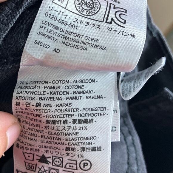 Levis 505 Womens Jeans Black Denim High Rise Straight Leg Stretch 14 - Picture 5 of 11